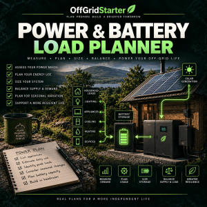 Power & Battery Load Planner cover showing solar, battery storage and household load planning